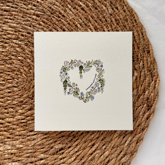 Floral Heart Wreath Card