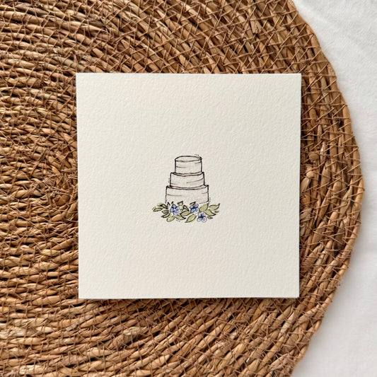 Floral Wedding Cake Card