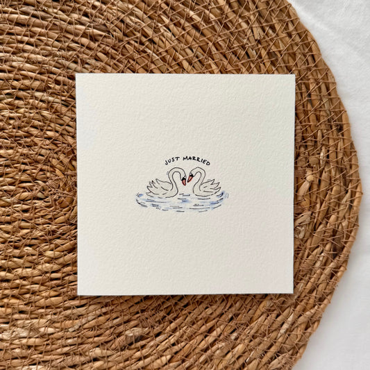 Just Married Swans Card